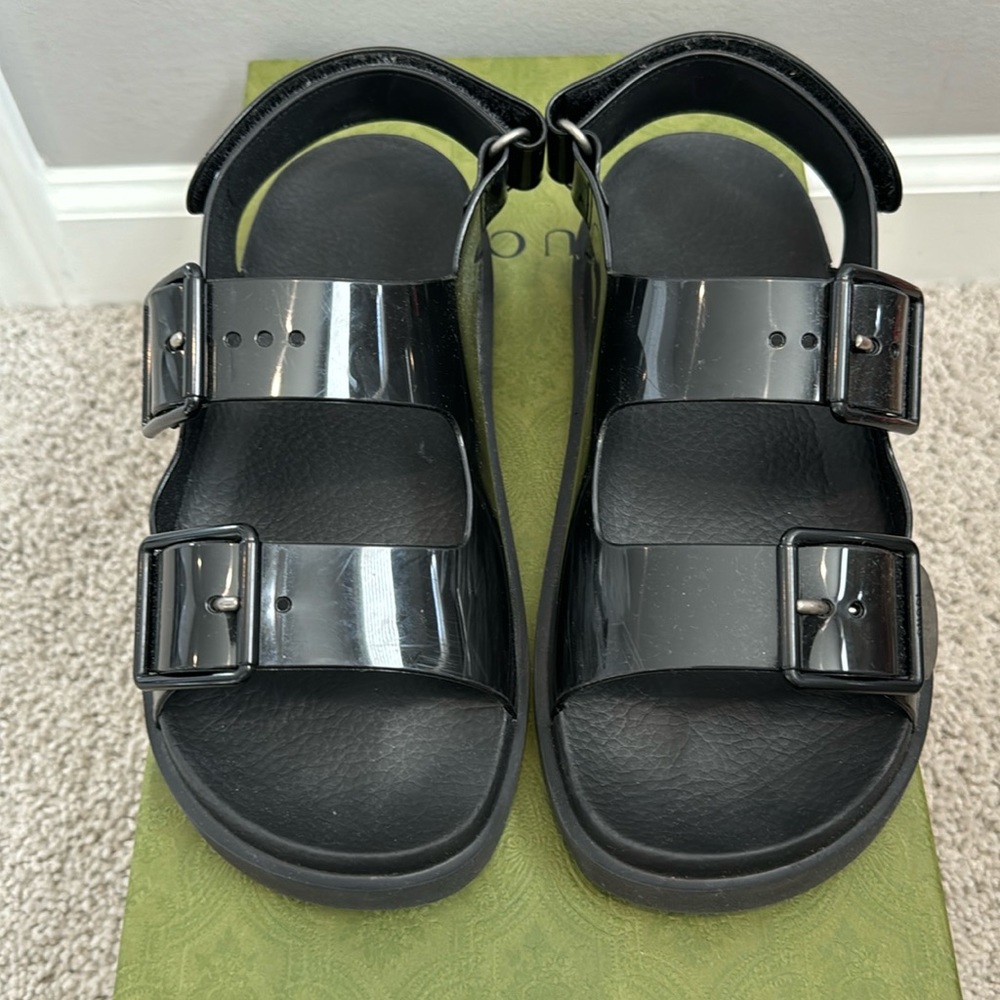 Gucci Authentic Dad sandal with box size 37 patent shows scratches